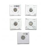 Various Dates Silver Peru 1/2 Dinero AU