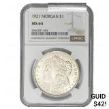 1921 Morgan Silver Dollar NGC MS65