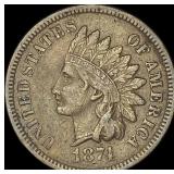 1874 Indian Head Cent ABOUT UNCIRCULATED