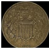 1866 Bronze Two-Cent Piece NEARLY  UNCIRCULATED