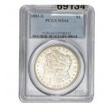 1881-S Morgan Silver Dollar PCGS MS64