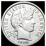 1908-D Silver Barber Dime NEARLY UNCIRCULATED