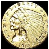 1914 Indian Head Gold $2.5 Quarter Eagle CLOSELY U