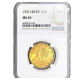 1907 $10 Gold Eagle NGC MS65