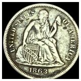 1863-S Seated Liberty Dime NEARLY UNCIRCULATED