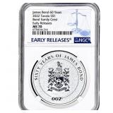 2022 Tuvalu 1 OZ SIlver $1 James Bond 60 Yrs MS70
