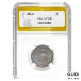 1864 Two Cent Piece PGA VF25 Small Motto