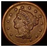 1857 Braided Hair Large Cent NEARLY UNCIRCULATED