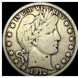 1912-D Silver Barber Half Dollar LIGHTLY CIRCULATE