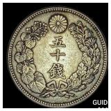 1906-1912 Japan Silver 50 Sen CLOSELY UNCIRCULATED