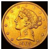 1905 Liberty Head Half Eagle $5 Gold CLOSELY UNCIR