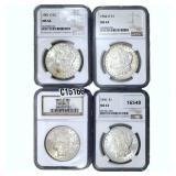 1896-1904 GEM BU Morgan Silver Dollar[4 Coins] NGC