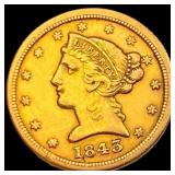 1843-C $5 Gold Half Eagle