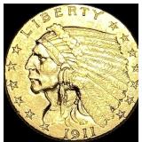1911 Indian Head Gold $2.50 Quarter Eagle CLOSELY