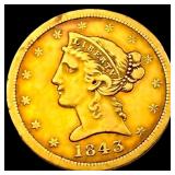1843-O $5 Gold Half Eagle