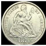 1875-CC Silver Seated Liberty Dime CLOSELY UNCIRCU