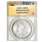 1885 Morgan Silver Dollar ANACS MS63