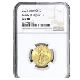 2021 1/4 OZ Gold Eagle $10 Family of Eagles T1 NGC