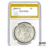 1885-CC Morgan Silver Dollar PGA MS63