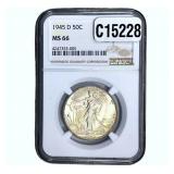 1945-D Walking Liberty Half Dollar NGC MS66