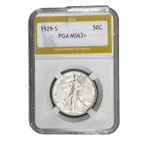 1929-S Walking Liberty Half Dollar PGA MS63+