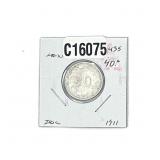 1911-M Silver Mexico 20 centavos AU