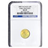 2007 1/10 OZ Gold Eagle $5 NGC MS69