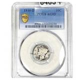 1916-D Mercury Silver Dime PCGS AG03