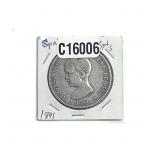 1891 Silver Spain 5 Pesetas XF