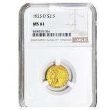 1925-D $2.50 Gold Quarter Eagle NGC MS61