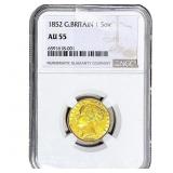 1852 Great Britain .2354 OZ Gold 1 Sovereign AU55