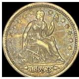 1853 Arrows Seated Liberty Half Dime CLOSELY  UNC
