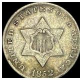 1852 Silver Three-Cent Piece NEARLY  UNCIRCULATED