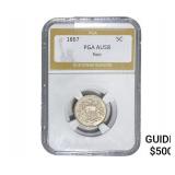 1867 Shield Nickel PGA AU58 Rays