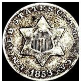 1853 Silver Three-Cent Piece LIGHTLY  CIRCULATED