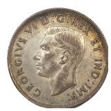 1937 Canada Silver Dollar George VI AU+