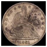 1861 Seated Liberty Half Dollar CLOSELY UNCIRCULA