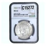 1926-D Silver Peace Dollar NGC MS62