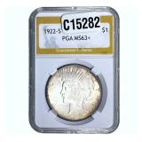 1922-S Silver Peace Dollar PGA MS63+