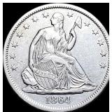 1864-S Silver Half Dollar CLOSELY UNCIRCULATED