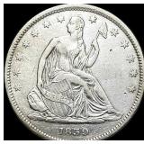 1839 Seated Liberty Half Dollar-Drapery  CLOSELY