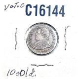 1867-R Silver Papal States 10 Soldi XF