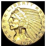 1912 Indian Head Gold Half Eagle $5 CLOSELY UNCIRC
