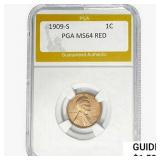 1909-S Wheat Cent PGA MS64 RED