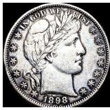 1898 Silver Barber Half Dollar CLOSELY  UNCIRCULA