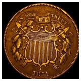 1871 Bronze Two-Cent Piece CLOSELY  UNCIRCULATED