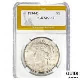 1934-D Silver Peace Dollar PGA MS63+