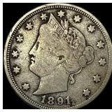 1891 Liberty Head Nickel NICELY CIRCULATED