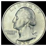 1937-S Silver Washington Quarter CHOICE BU