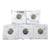 Various Dates Russia Silver 5 Kopeks XF